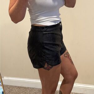 Black Leather Women's Shorts